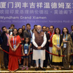 PM MODI BEING WECOMED BY INDIAN COMMUNITY ON HIS ARRIVAL TO ATTEND THE BRICS SUMMIT IN CHINA